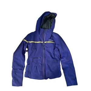 Columbia Blue Hooded Jacket with Yellow Accent